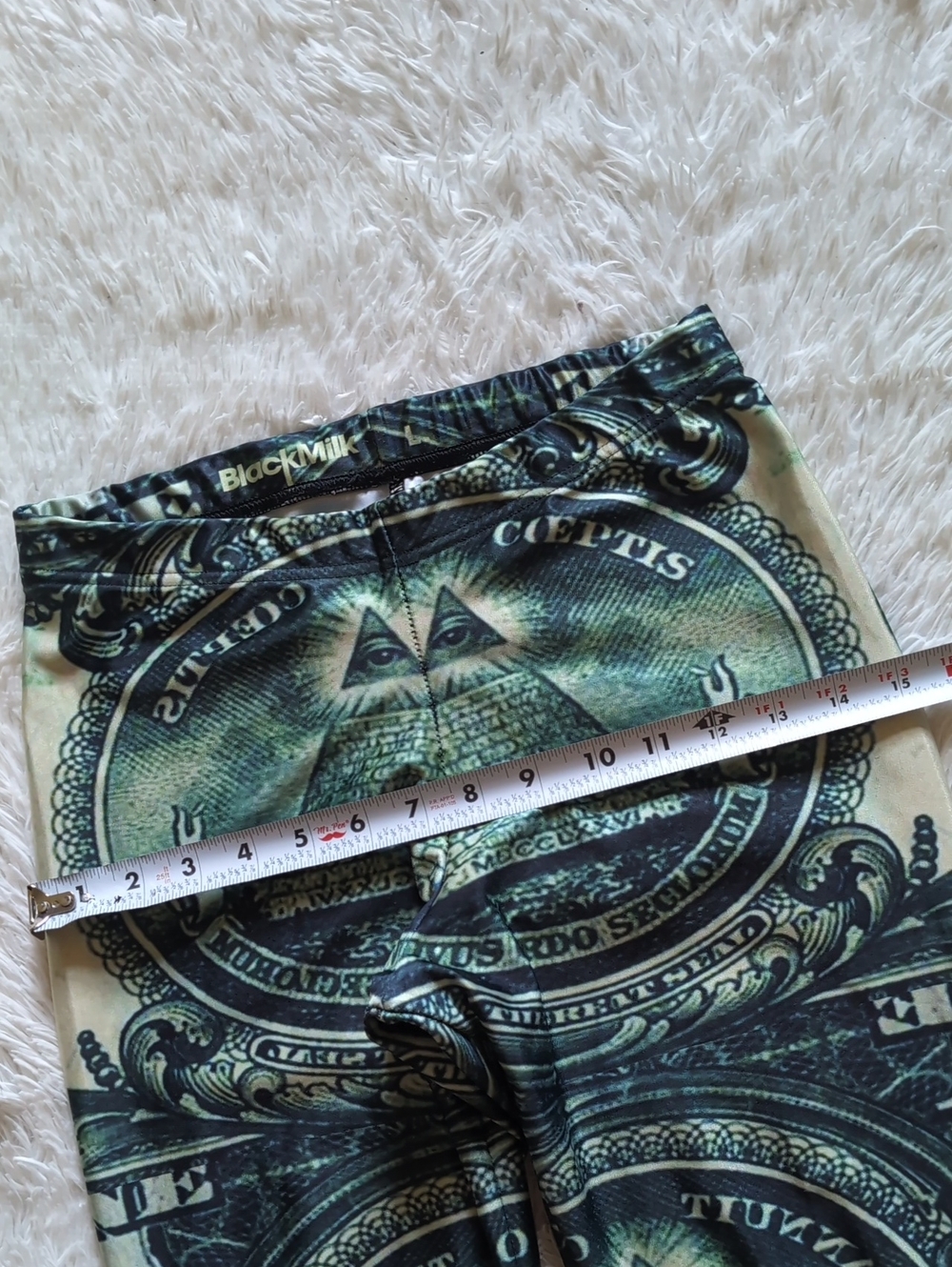 Blackmilk Old School The Dollar Green Illuminati Themed Leggings Size Large - Picture 11 of 13